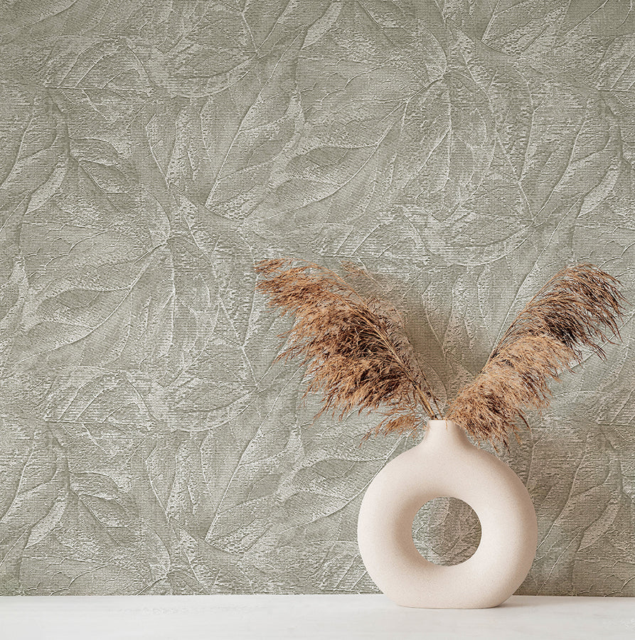 aspen-sterling-leaf-wallpaper-york-wallcoverings-m95663 - York Wallcoverings Wallpaper