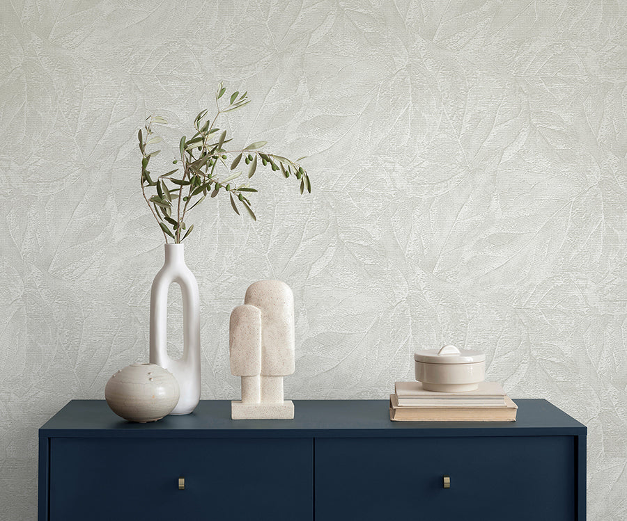 aspen-white-leaf-wallpaper-york-wallcoverings-m95664 - York Wallcoverings Wallpaper