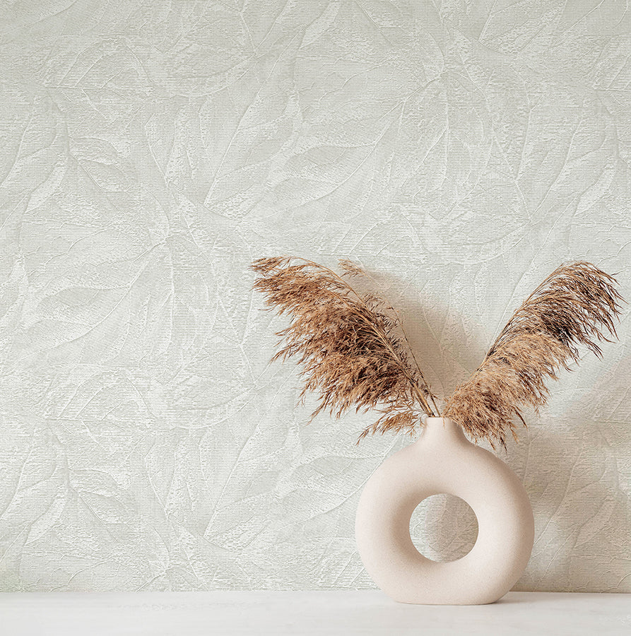 aspen-white-leaf-wallpaper-york-wallcoverings-m95664 - York Wallcoverings Wallpaper