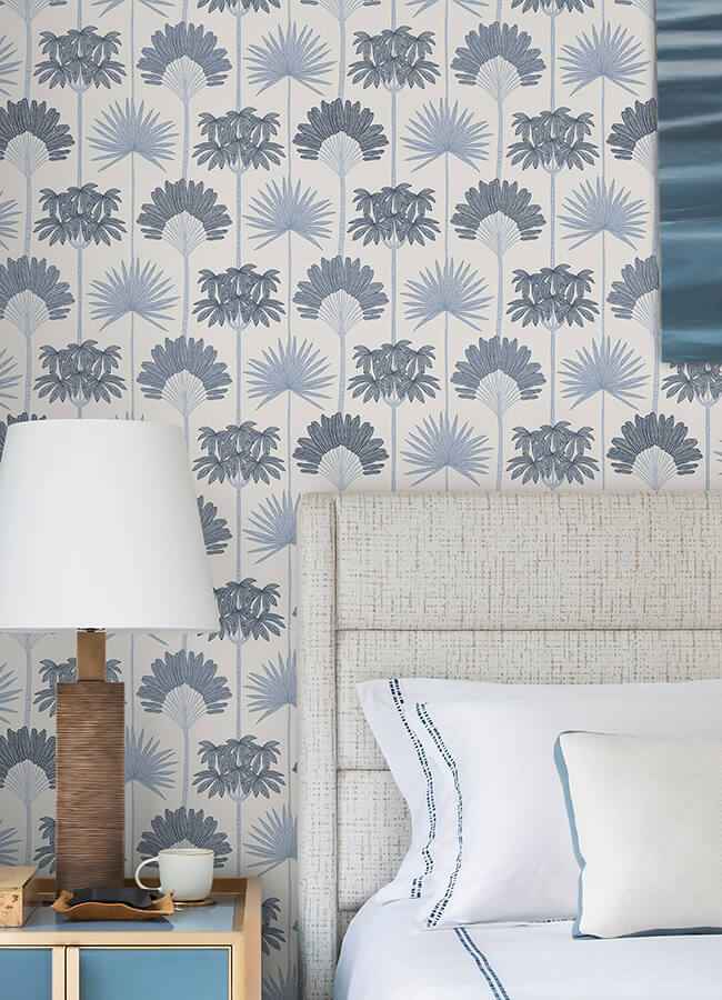 Kentia Blue Peel & Stick Wallpaper - York Wallcoverings - NUS6189 - York Wallcoverings Wallpaper
