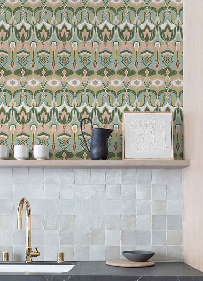 Akira Green Peel & Stick Wallpaper - York Wallcoverings - NUS6197 - York Wallcoverings Wallpaper