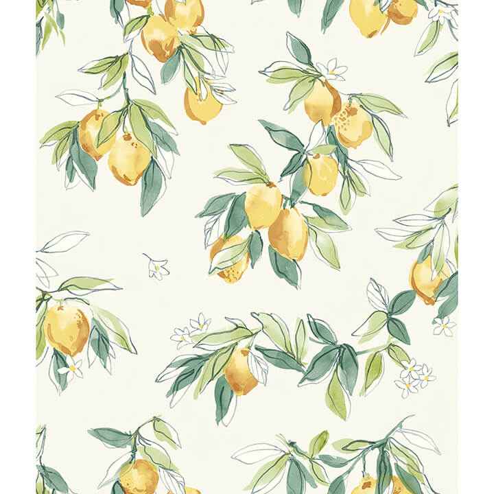 Lemonade Yellow Citrus Wallpaper - York Wallcoverings - 4134-72510