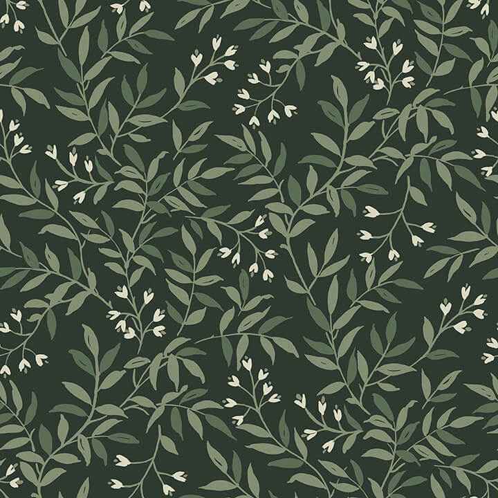 Senna Evergreen Budding Vines Wallpaper - York Wallcoverings - 4134-72518