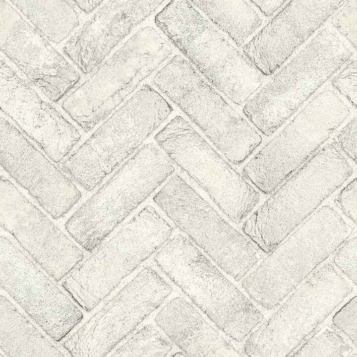 Canelle White Brick Herringbone Wallpaper - York Wallcoverings - 4134-72532