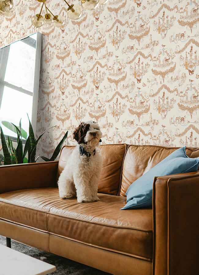 Worst in Show Toile Orange Peel & Stick - York Wallcoverings - RAS6259 - York Wallcoverings Wallpaper