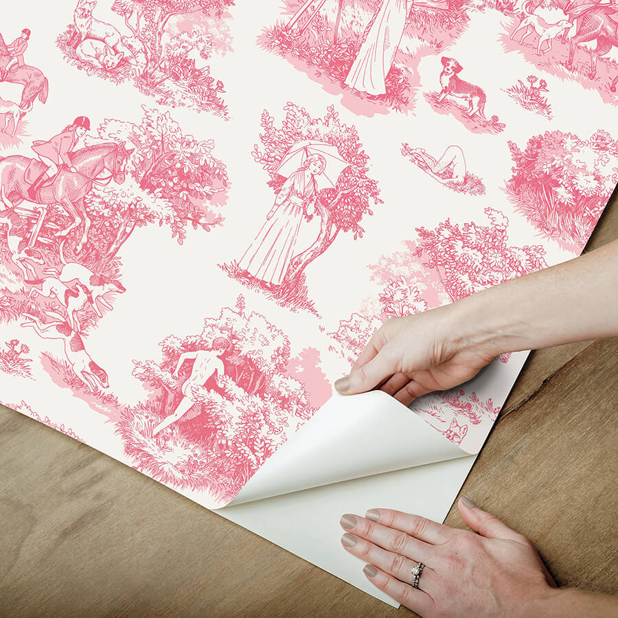 pink-the-chase-peel-and-stick-wallpaper-york-wallcoverings-ras6262 - York Wallcoverings Wallpaper