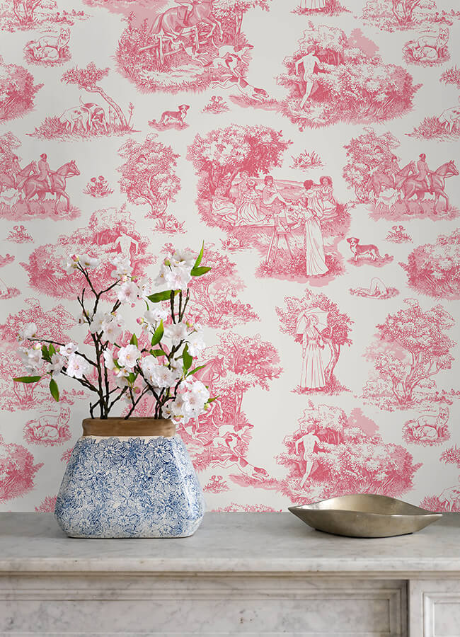 pink-the-chase-peel-and-stick-wallpaper-york-wallcoverings-ras6262 - York Wallcoverings Wallpaper