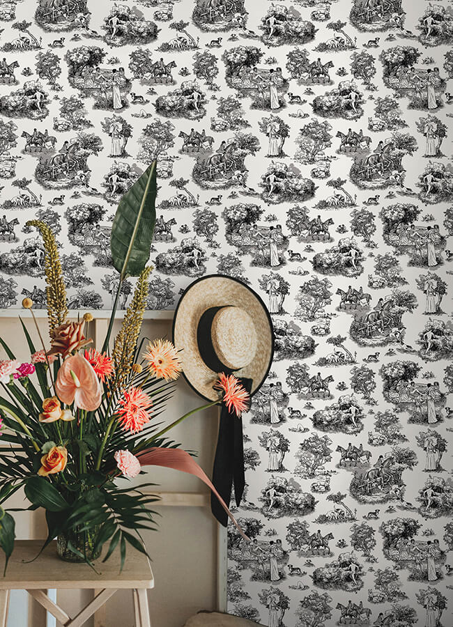 black-the-chase-peel-and-stick-wallpaper-york-wallcoverings-ras6263 - York Wallcoverings Wallpaper
