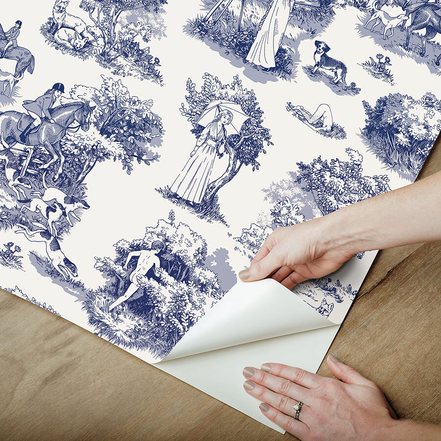 blue-the-chase-peel-and-stick-wallpaper-york-wallcoverings-ras6264 - York Wallcoverings Wallpaper