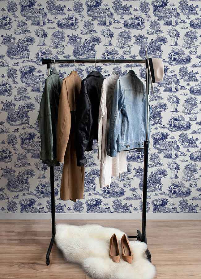 Blue the Chase Peel and Stick Wallpaper - York Wallcoverings - RAS6264 - York Wallcoverings Wallpaper