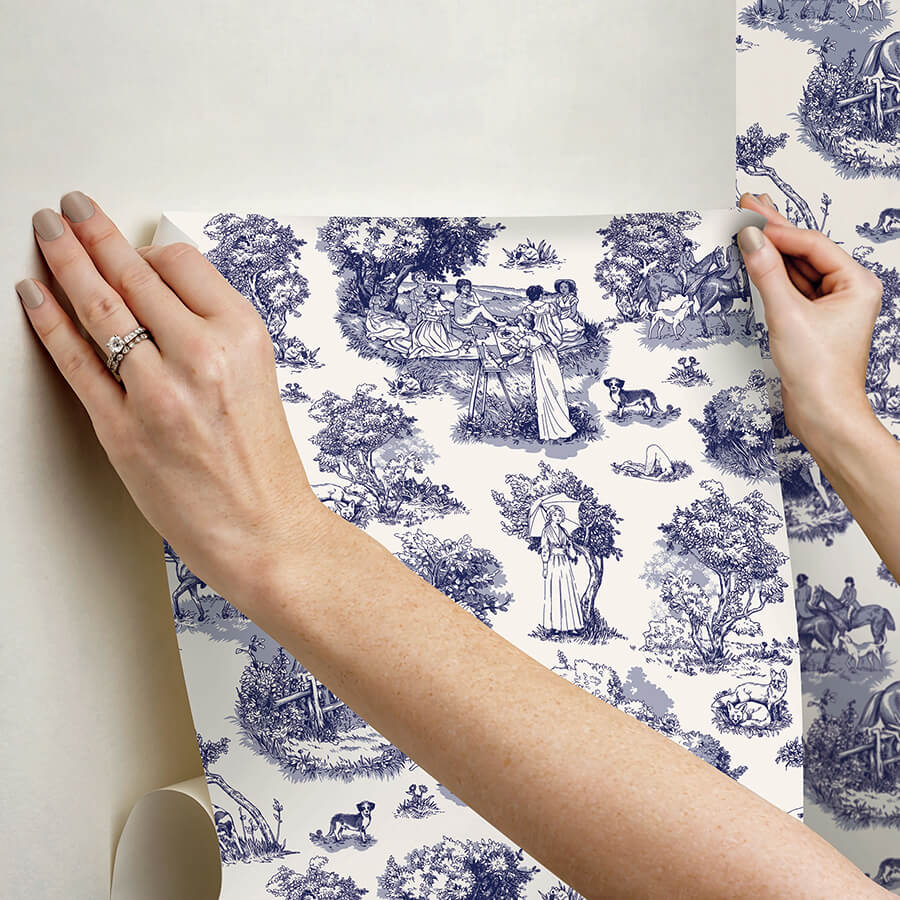 blue-the-chase-peel-and-stick-wallpaper-york-wallcoverings-ras6264 - York Wallcoverings Wallpaper