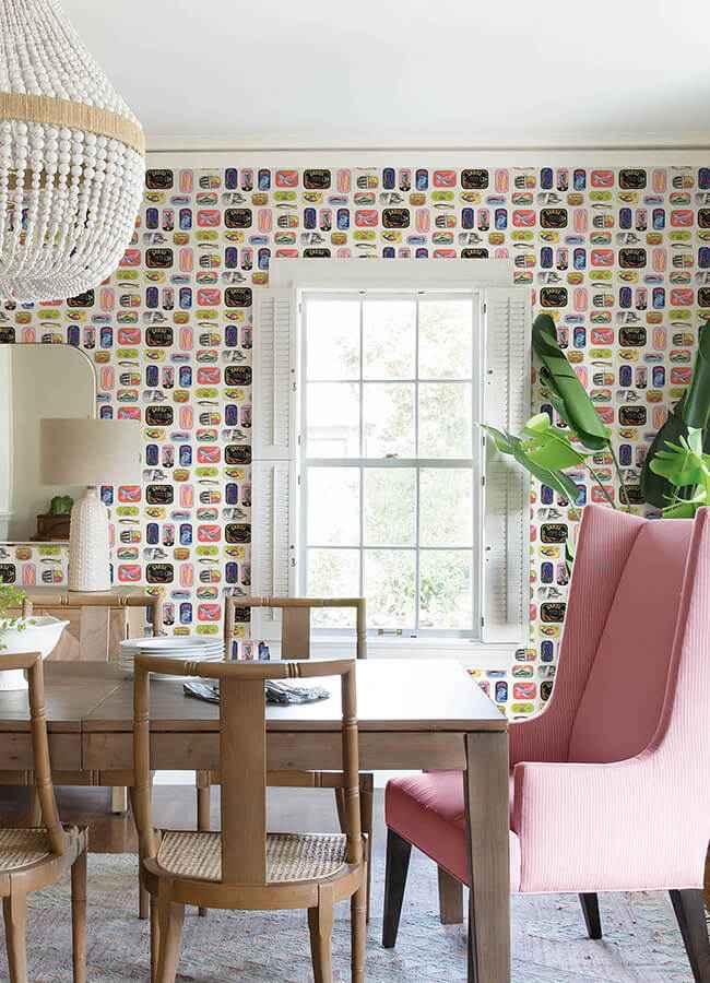 Cream Sardine Tins Peel and Stick Wallpaper - York Wallcoverings - RAS6267 - York Wallcoverings Wallpaper
