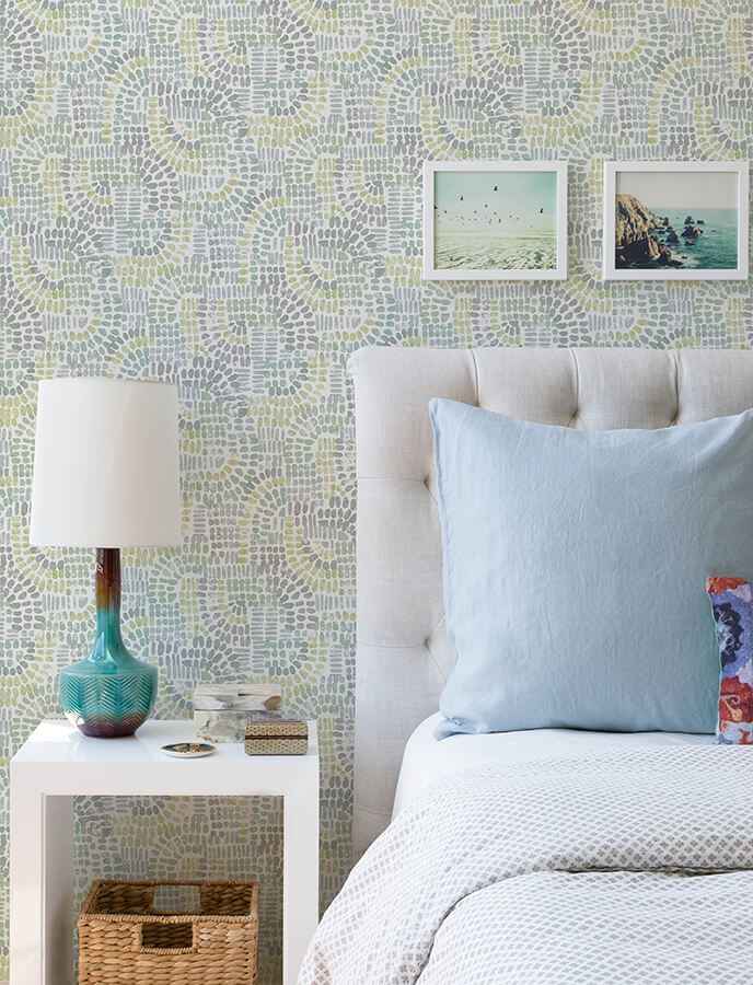 Wanderer Aquamarine Mosiac Wallpaper - York Wallcoverings - 4146-27214 - York Wallcoverings Wallpaper