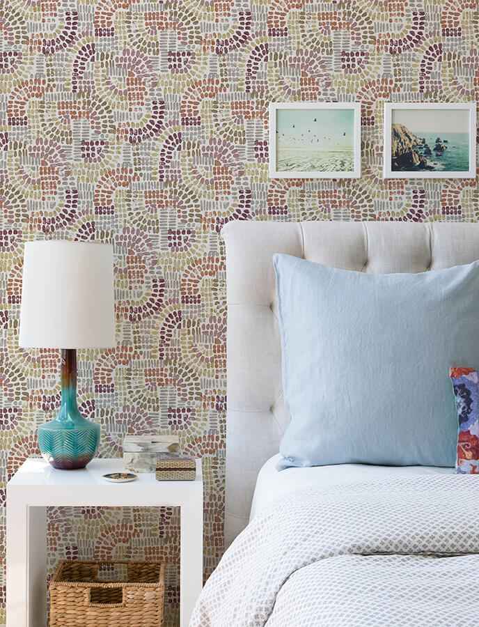 Wanderer Multicolor Mosiac Wallpaper - York Wallcoverings - 4146-27216 - York Wallcoverings Wallpaper