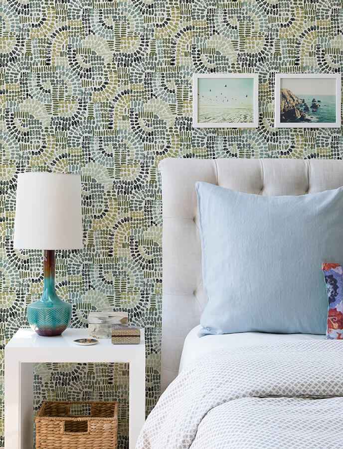 Wanderer Evergreen Mosiac Wallpaper - York Wallcoverings - 4146-27217 - York Wallcoverings Wallpaper