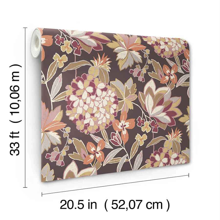 Valdivian Honey Floral Wallpaper - York Wallcoverings - 4146-27225
