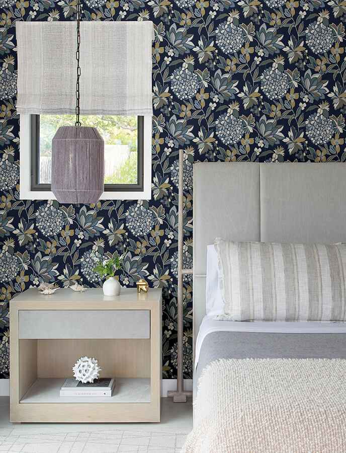 Valdivian Indigo Floral Wallpaper - York Wallcoverings - 4146-27228 - York Wallcoverings Wallpaper