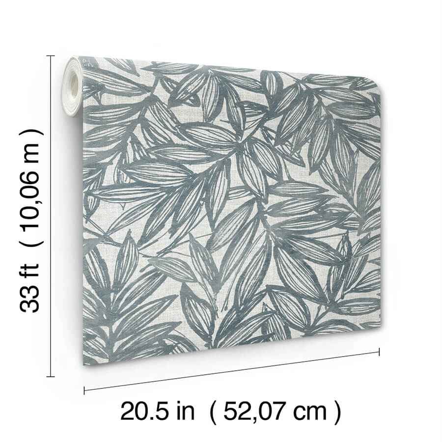 Rhythmic Denim Leaf Wallpaper - York Wallcoverings - 4146-27230
