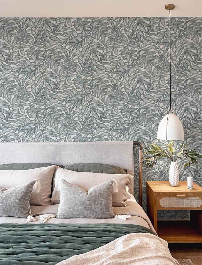 Rhythmic Denim Leaf Wallpaper - York Wallcoverings - 4146-27230 - York Wallcoverings Wallpaper