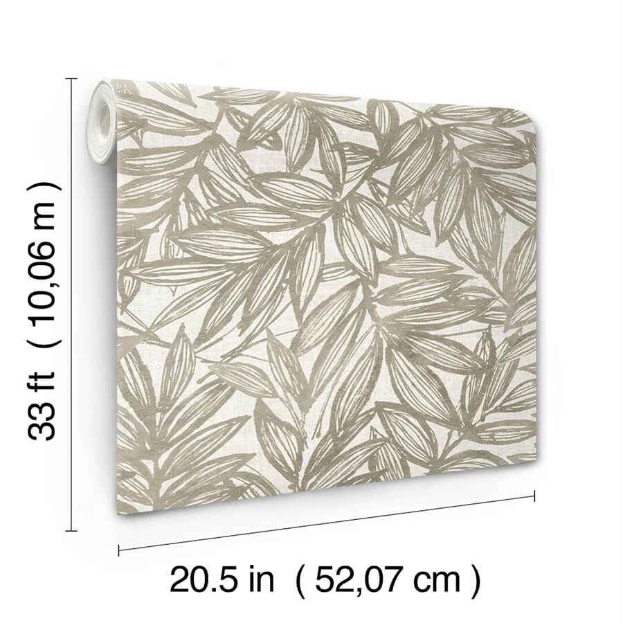 Rhythmic Taupe Leaf Wallpaper - York Wallcoverings - 4146-27233 - York Wallcoverings Wallpaper