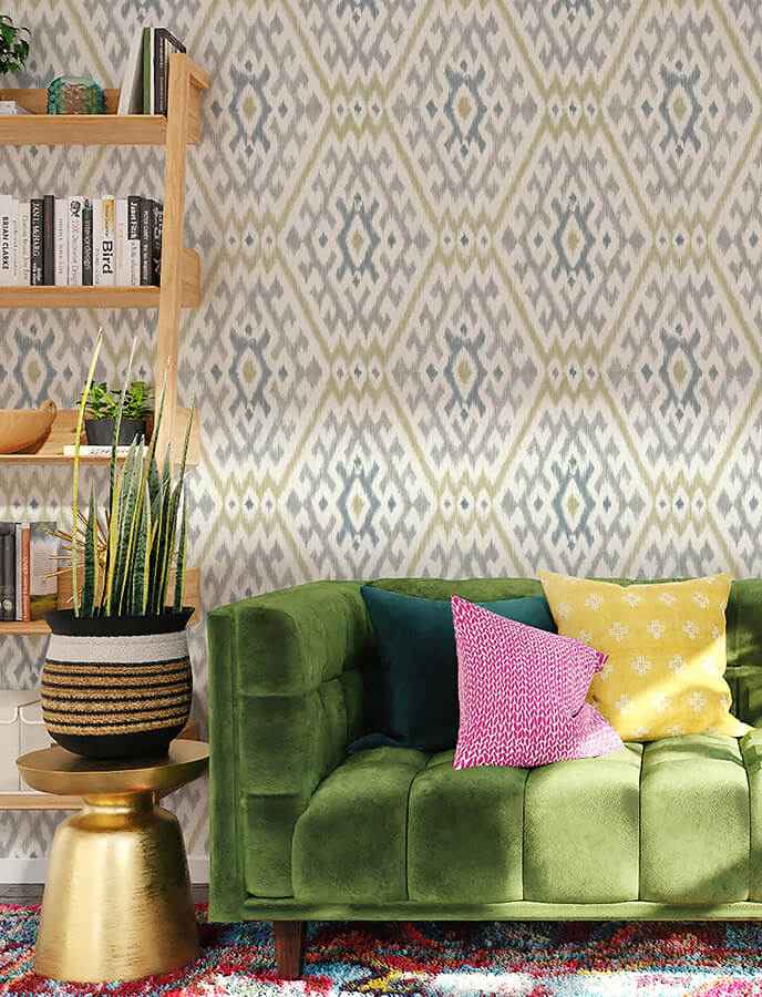 Solola Chartreuse Ikat Wallpaper - York Wallcoverings - 4146-27235 - York Wallcoverings Wallpaper