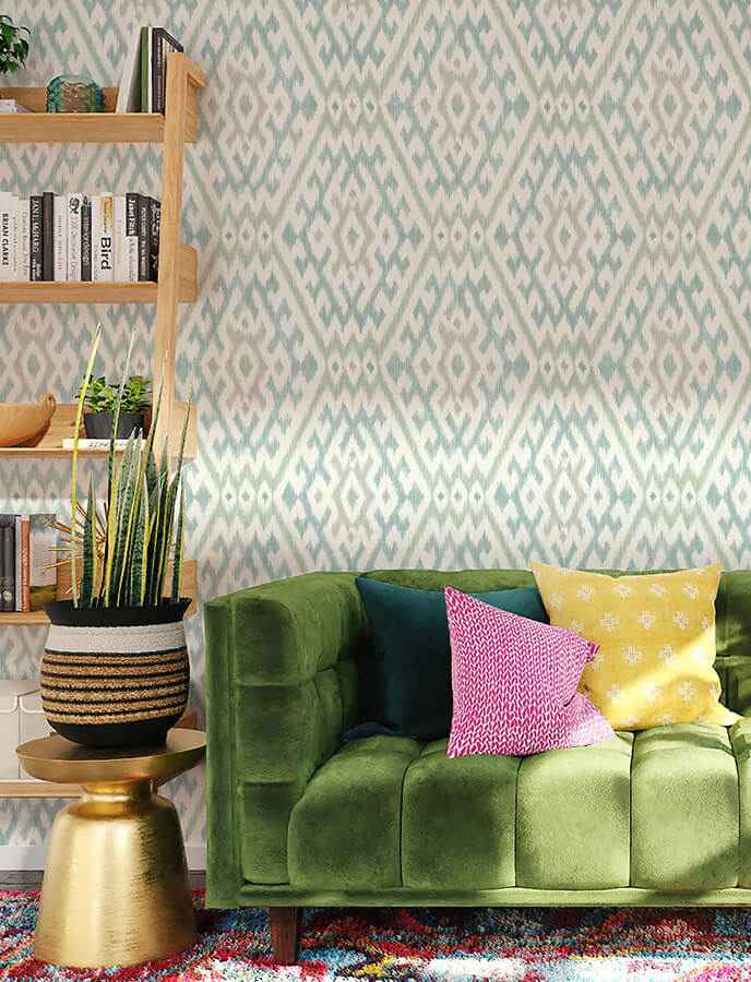 Solola Aqua Ikat Wallpaper - York Wallcoverings - 4146-27236 - York Wallcoverings Wallpaper
