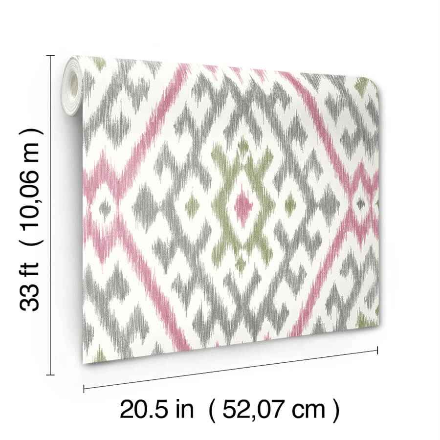 Solola Fuchsia Ikat Wallpaper - York Wallcoverings - 4146-27237