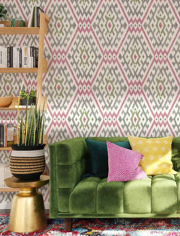 Solola Fuchsia Ikat Wallpaper - York Wallcoverings - 4146-27237 - York Wallcoverings Wallpaper
