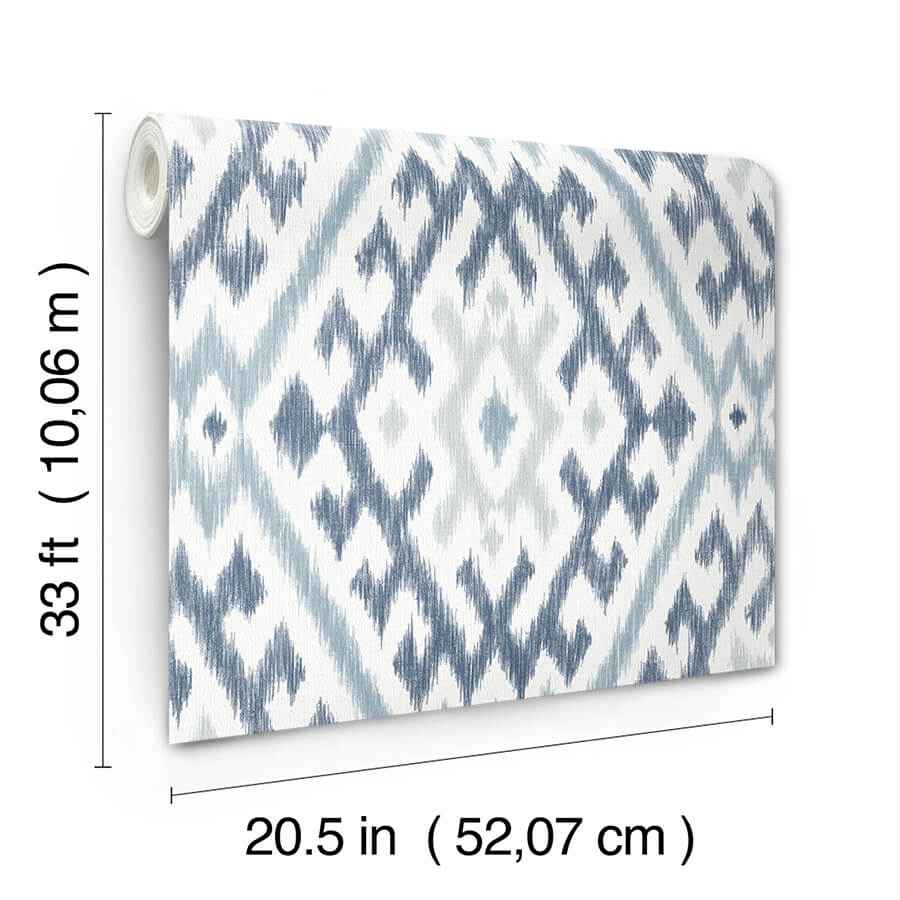 Solola Blue Ikat Wallpaper - York Wallcoverings - 4146-27238 - York Wallcoverings Wallpaper