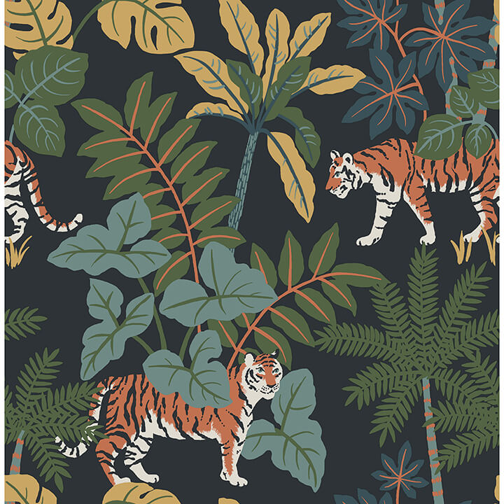 caspian-navy-jungle-prowl-wallpaper-york-wallcoverings-4146-27248 - York Wallcoverings Wallpaper