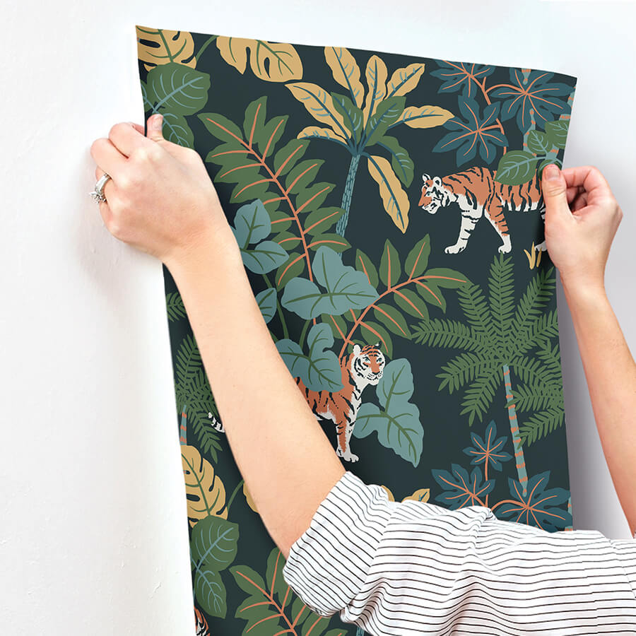 caspian-navy-jungle-prowl-wallpaper-york-wallcoverings-4146-27248 - York Wallcoverings Wallpaper