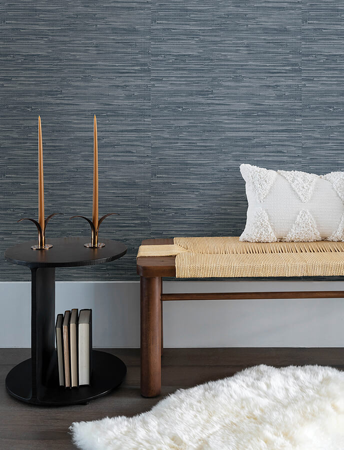 exhale-indigo-woven-faux-grasscloth-wallpaper-york-wallcoverings-4146-27260 - York Wallcoverings Wallpaper