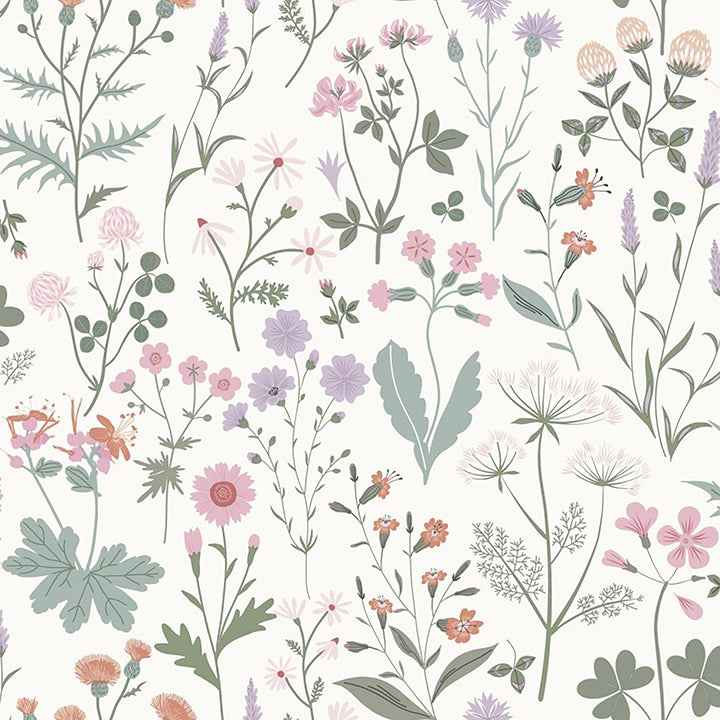 Letitia Purple Summer Meadows Wallpaper - York Wallcoverings - DD139482