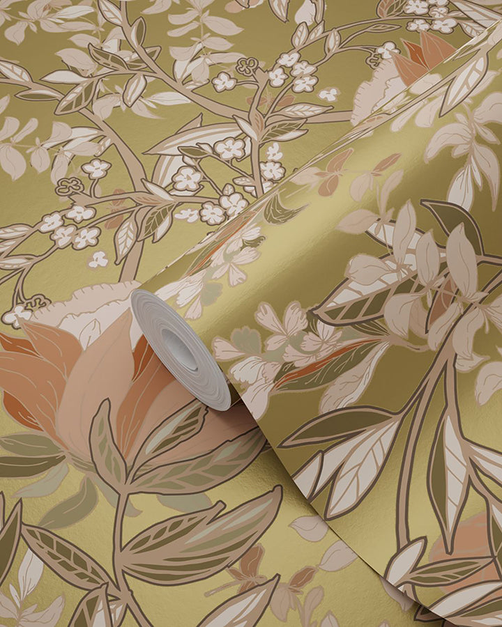 ester-gold-nouveau-blooms-wallpaper-york-wallcoverings-dd139568 - York Wallcoverings Wallpaper