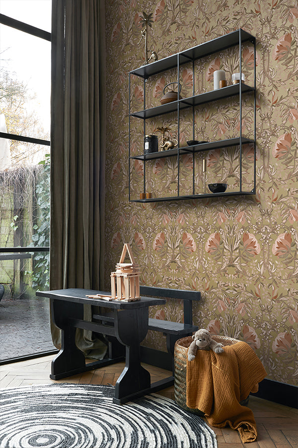 ester-gold-nouveau-blooms-wallpaper-york-wallcoverings-dd139568 - York Wallcoverings Wallpaper