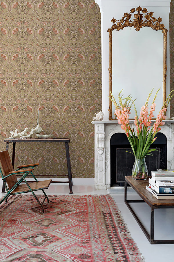 ester-gold-nouveau-blooms-wallpaper-york-wallcoverings-dd139568 - York Wallcoverings Wallpaper
