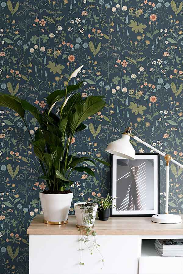 Letitia Indigo Summer Meadows Wallpaper - York Wallcoverings - DD139698 - York Wallcoverings Wallpaper