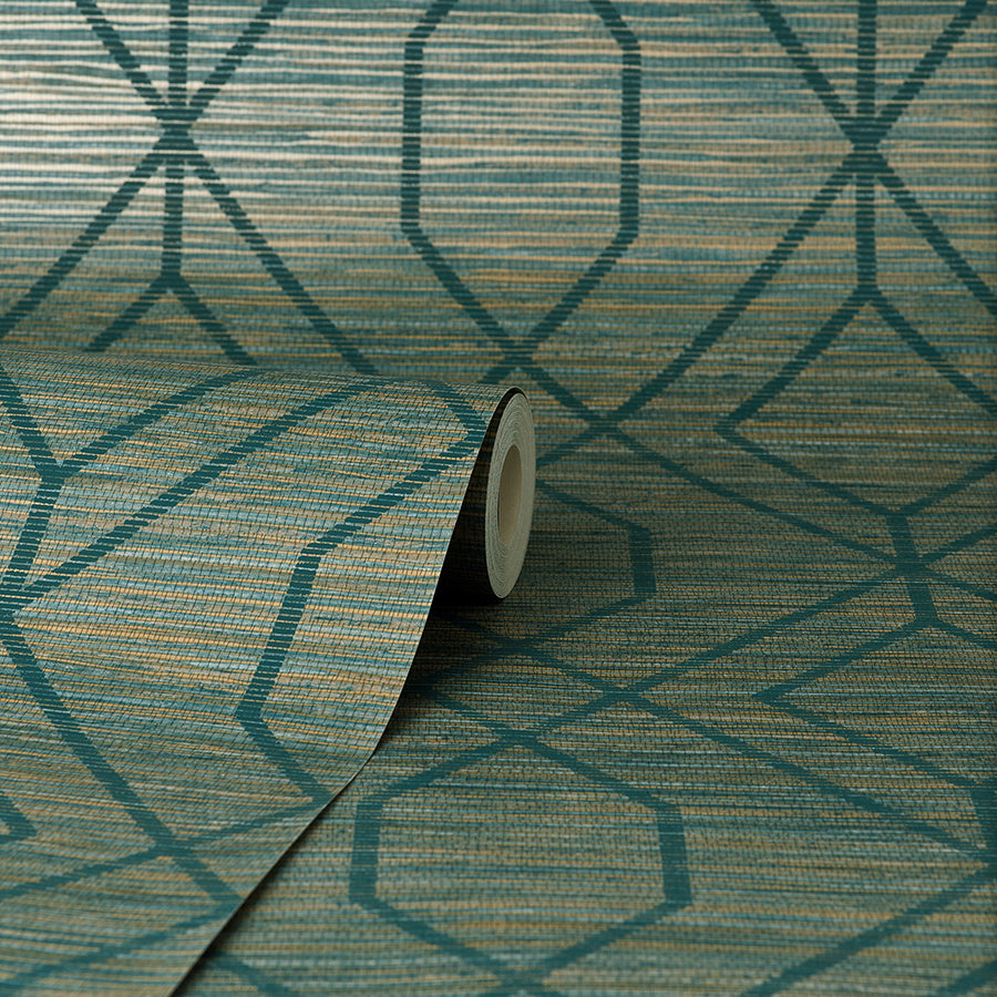 fusion-teal-trellis-wallpaper-york-wallcoverings-m1773 - York Wallcoverings Wallpaper
