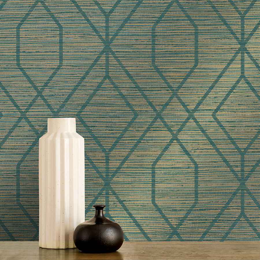 Fusion Teal Trellis Wallpaper - York Wallcoverings - M1773 - York Wallcoverings Wallpaper