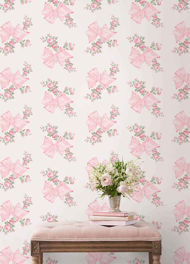 Rosa Beaux Pink Peel & Stick Wallpaper - York Wallcoverings - LFS6273 - York Wallcoverings Wallpaper