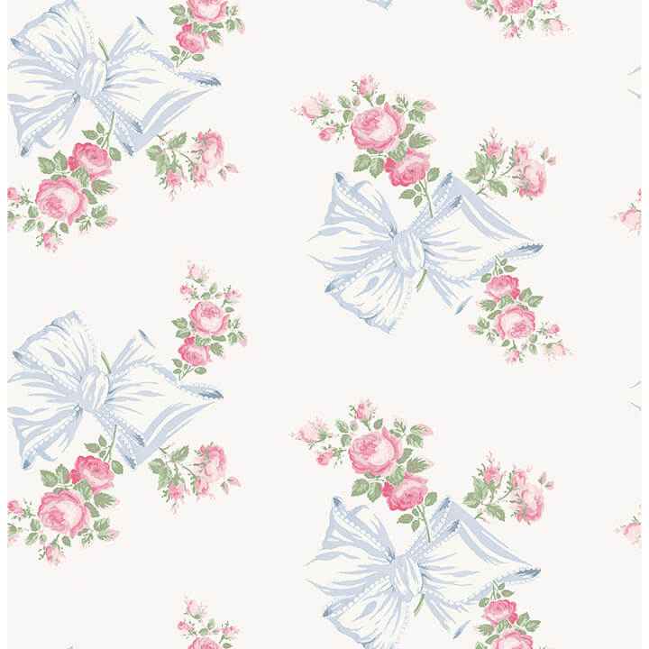 Rosa Beaux Pastel Blue Peel and Stick Wallpaper - York Wallcoverings - LFS6274 - York Wallcoverings Wallpaper