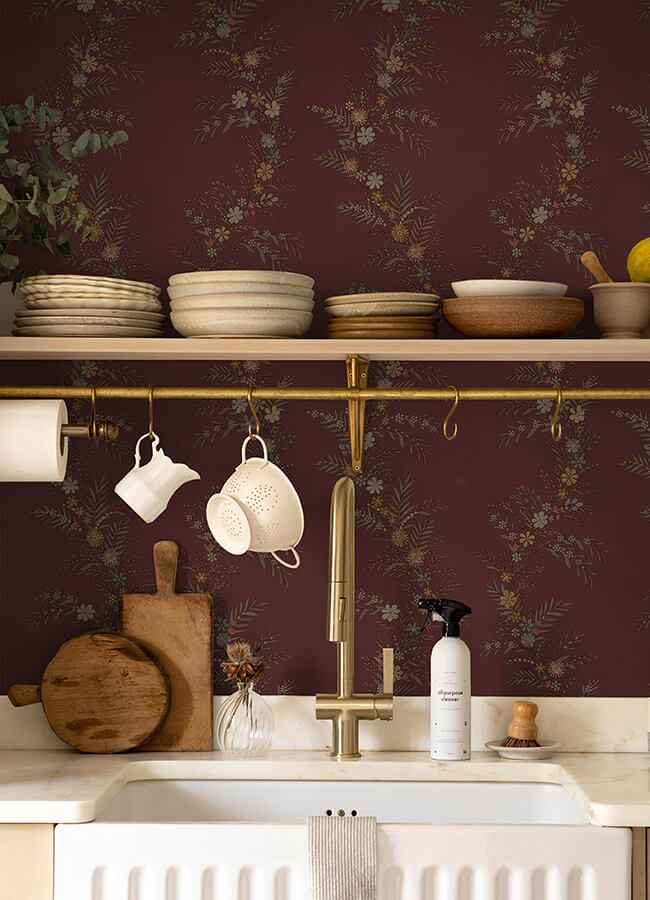Posy Cranberry Peel & Stick Wallpaper - York Wallcoverings - CJS6322 - York Wallcoverings Wallpaper