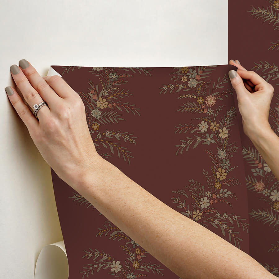 clj-posy-cranberry-peel-and-stick-wallpaper-york-wallcoverings-cjs6322 - York Wallcoverings Wallpaper