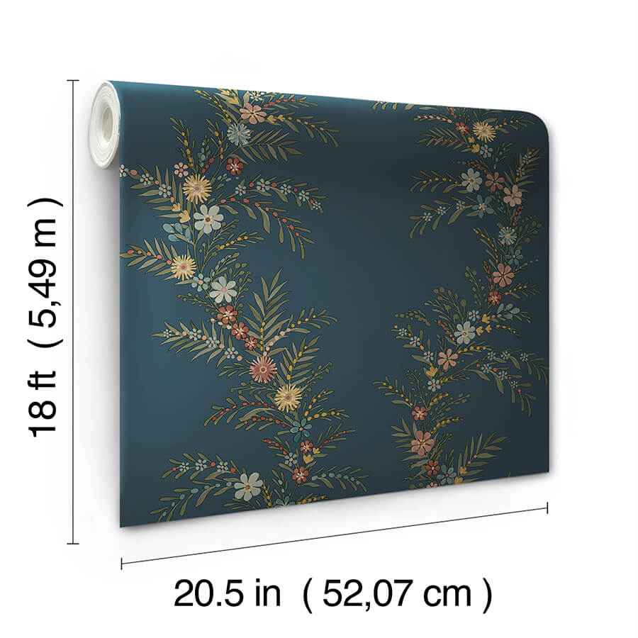 Posy Midnight Peel & Stick Wallpaper - York Wallcoverings - CJS6324 - York Wallcoverings Wallpaper