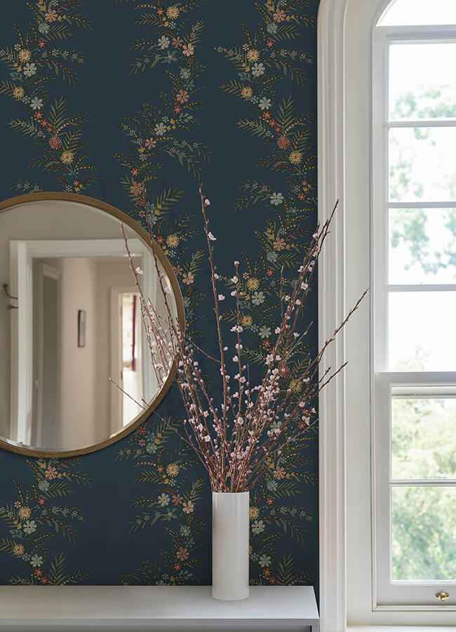 Posy Midnight Peel & Stick Wallpaper - York Wallcoverings - CJS6324 - York Wallcoverings Wallpaper