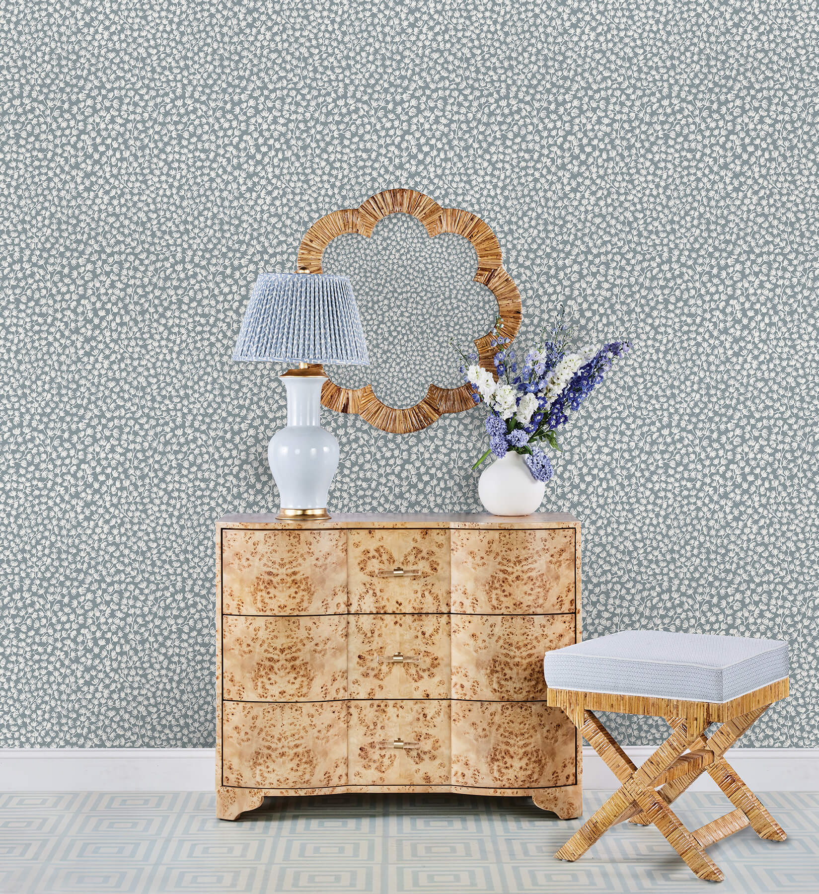 sea-fern-slate-blue-peel-and-stick-wallpaper-york-wallcoverings-sss6305 - York Wallcoverings Wallpaper