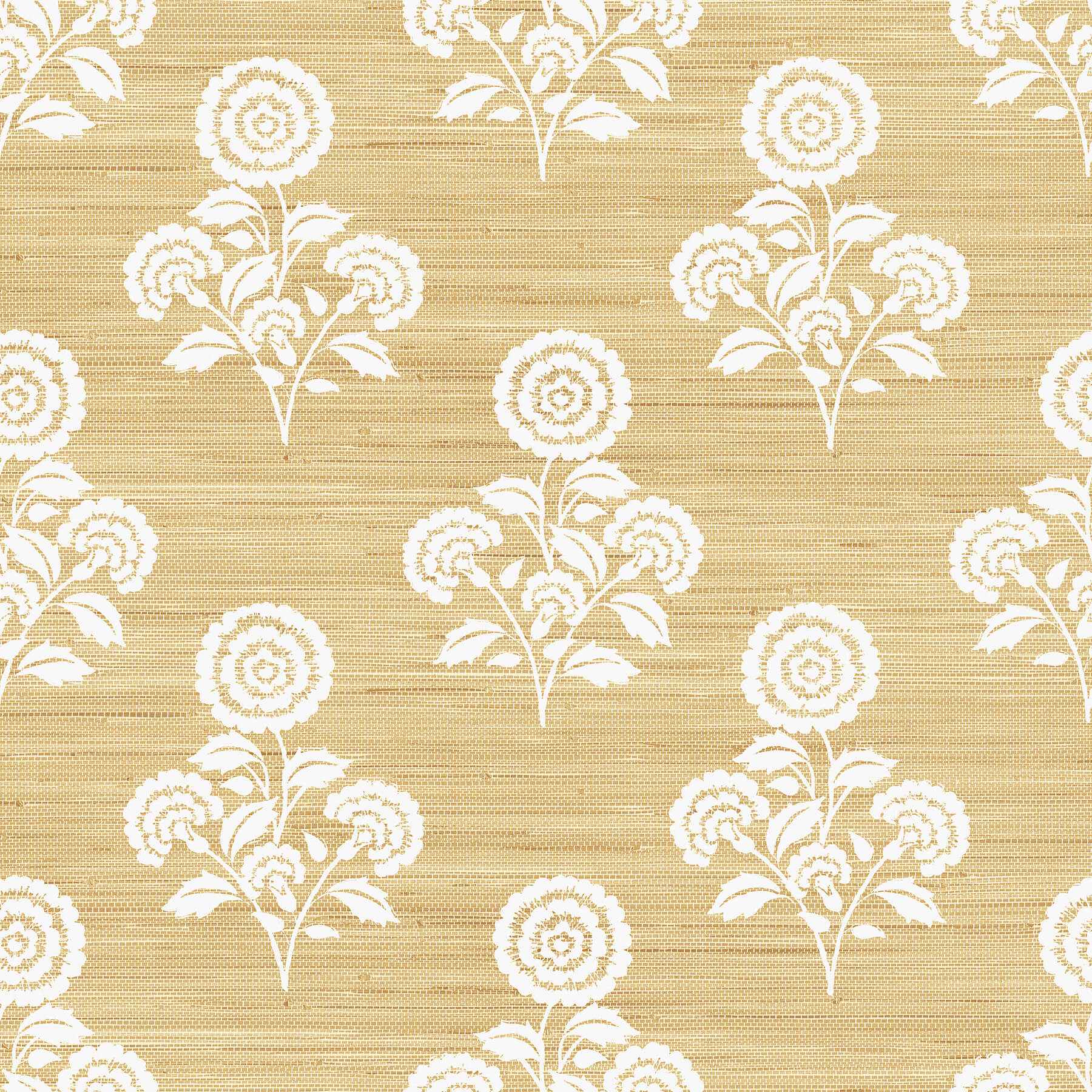 Flourish Block Print Wheat Faux Grasscloth Peel and Stick Wallpaper - York Wallcoverings - SSS6308 - York Wallcoverings Wallpaper