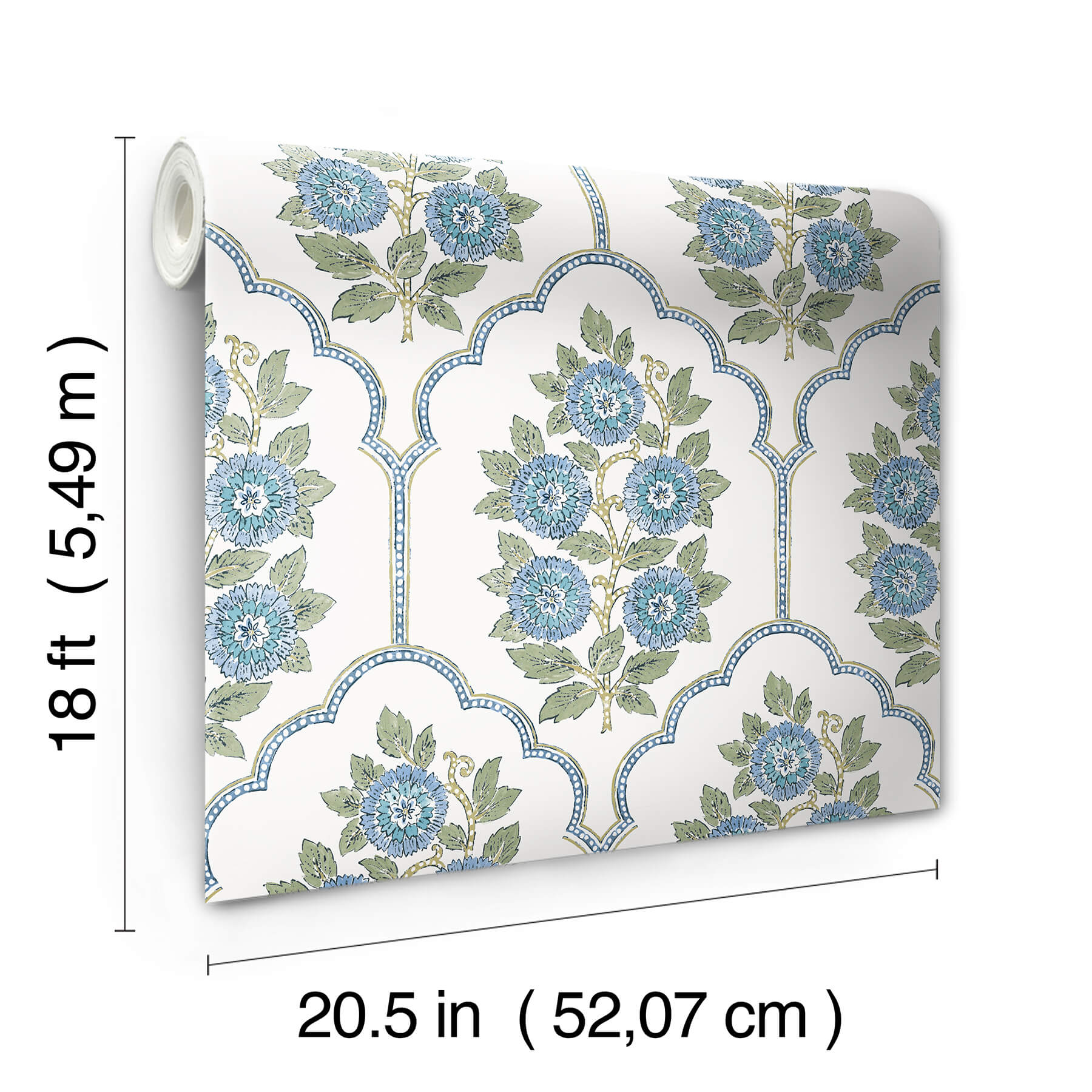 floral-bazaar-green-and-blue-peel-and-stick-wallpaper-york-wallcoverings-sss6316 - York Wallcoverings Wallpaper
