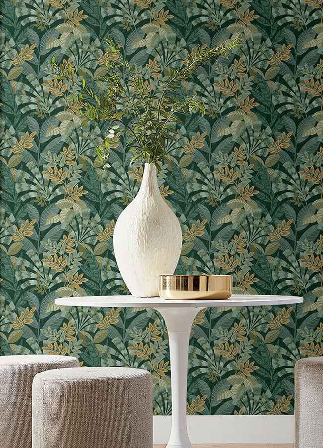 Yara Green Peel and Stick Wallpaper - York Wallcoverings - NHS6172 - York Wallcoverings Wallpaper