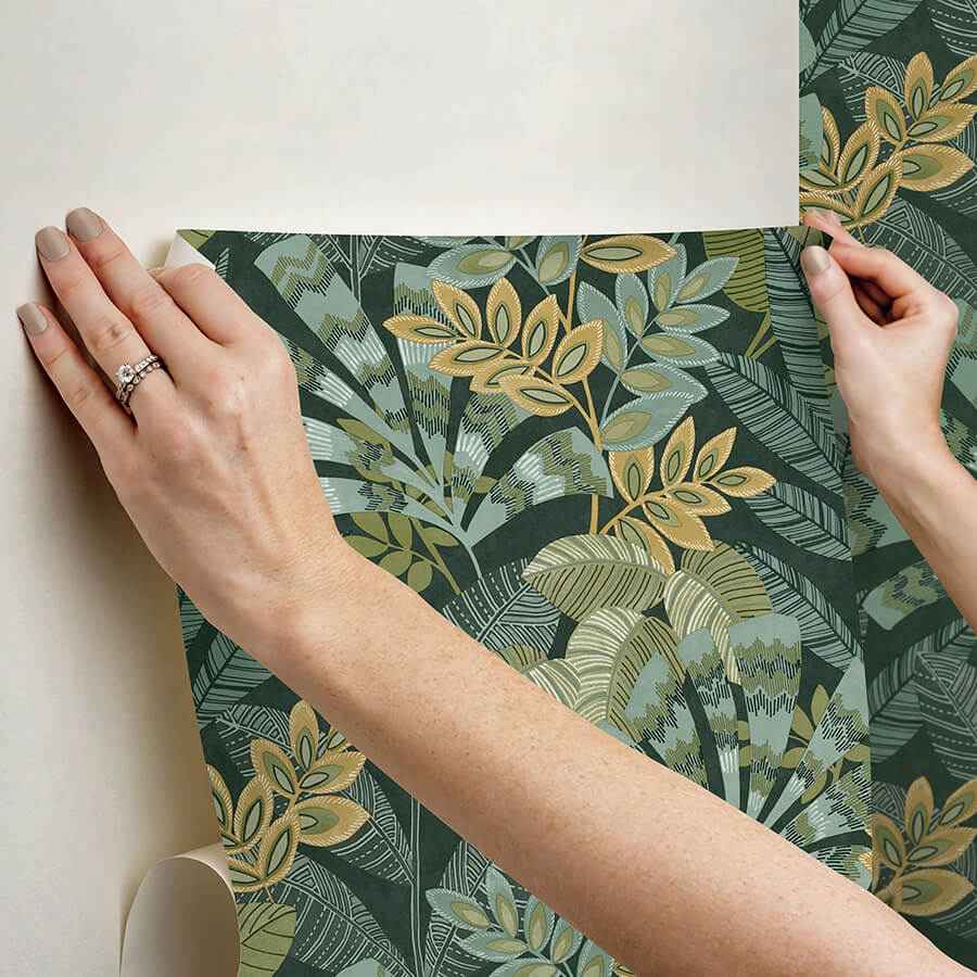 Yara Green Peel and Stick Wallpaper - York Wallcoverings - NHS6172 - York Wallcoverings Wallpaper